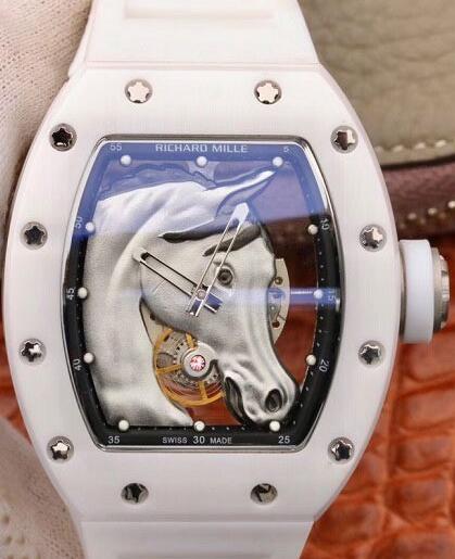 Review Replica Richard Mille RM 52-02 White CERAMIC Titanium Horse Head watches prices